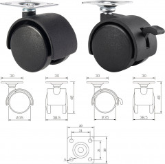 Комплект колес-роликов для мебели - Фото 1