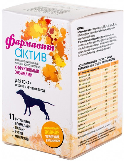 Витамины для собак средних и крупных пород