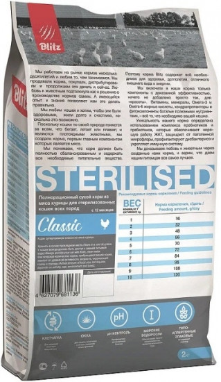Корм для стерилизованных кошек «Classic Sterilised Курица»