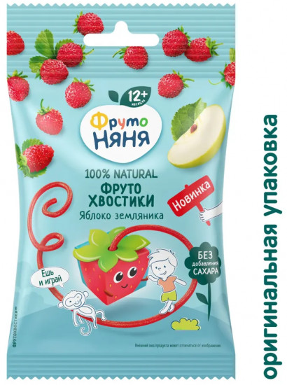 Кусочки фруктовые с яблоком и земляникой «ФрутоХвостики»