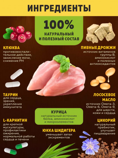 Сухой корм для взрослых кошек, страдающих избыточным весом и стерилизованных «Chicken. Курица»