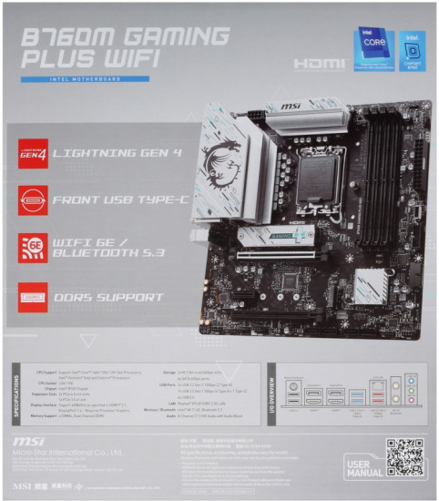 Материнская плата B760M GAMING PLUS WIFI
