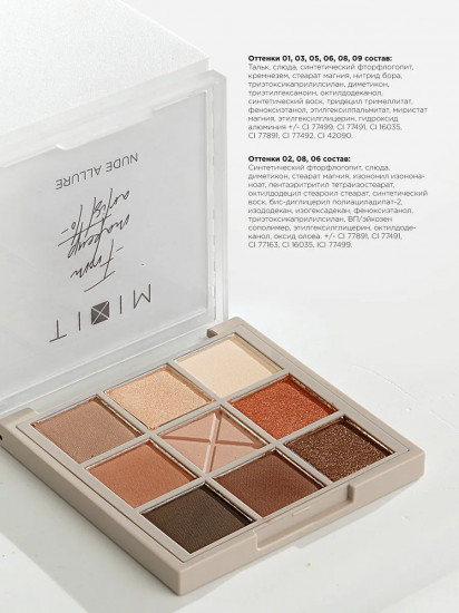Палетка теней для век «Eyeshadow palette», оттенок Nude Allure