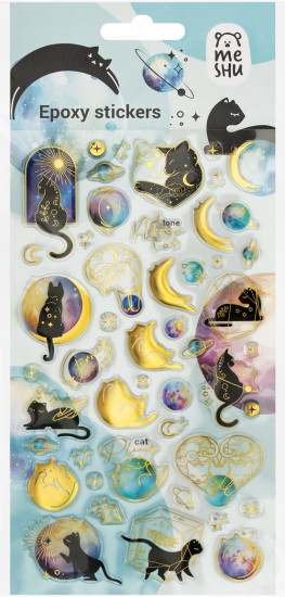 Наклейки гелевые многоразовые «Moon cat»
