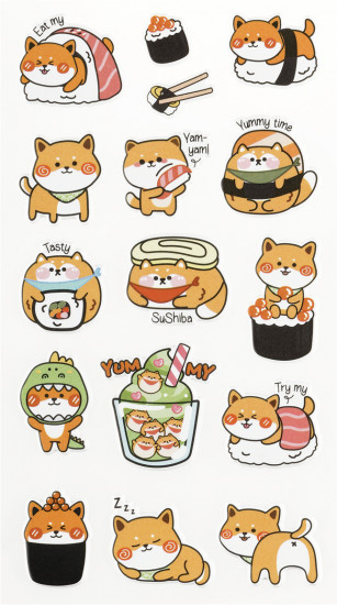 Наклейки объемные многоразовые «Shiba Inu»