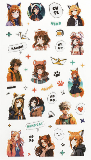 Наклейки объемные многоразовые «Neko»