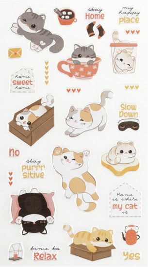Наклейки объемные многоразовые «Funny kitty»