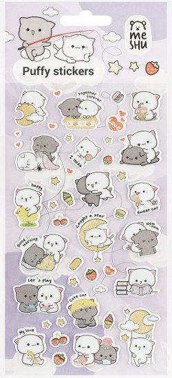 Наклейки объемные многоразовые с блёстками «Cute kittens»