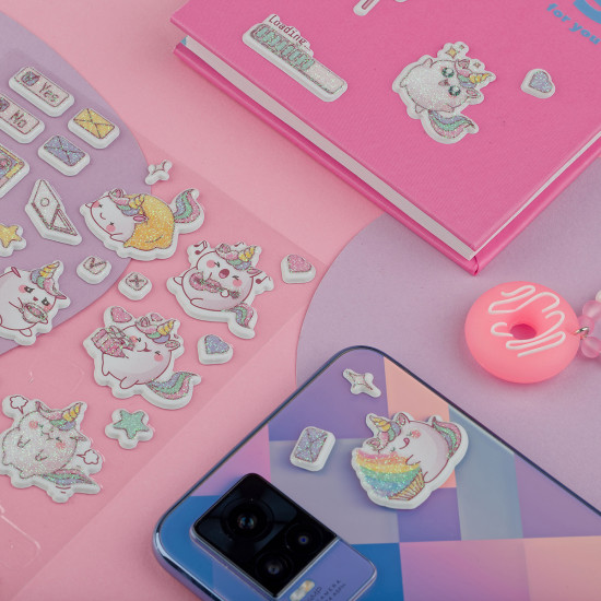 Наклейки объемные многоразовые с блёстками «Cute unicorn»