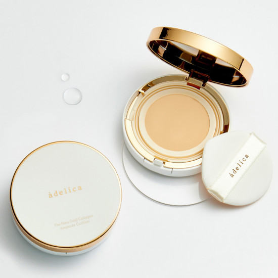Кушон для лица с коллагеном тональный «Adelica» SPF40 PA++, оттенок 01 Персик-ваниль