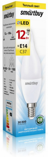 Светодиодная лампа Smartbuy SBL-C37Can-12-30K-E14