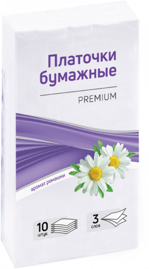 Платки бумажные носовые с ароматом ромашки