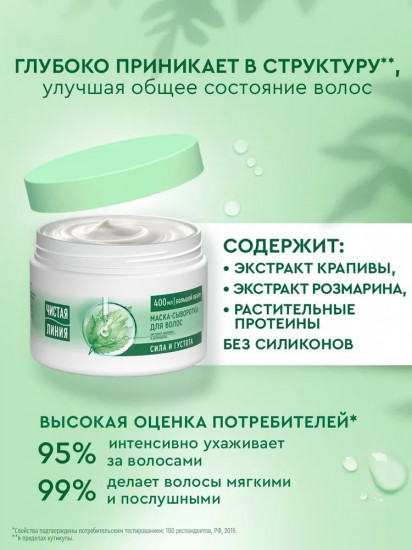 Маска-сыворотка для всех типов волос с экстрактами крапивы и розмарина «Сила и густота»