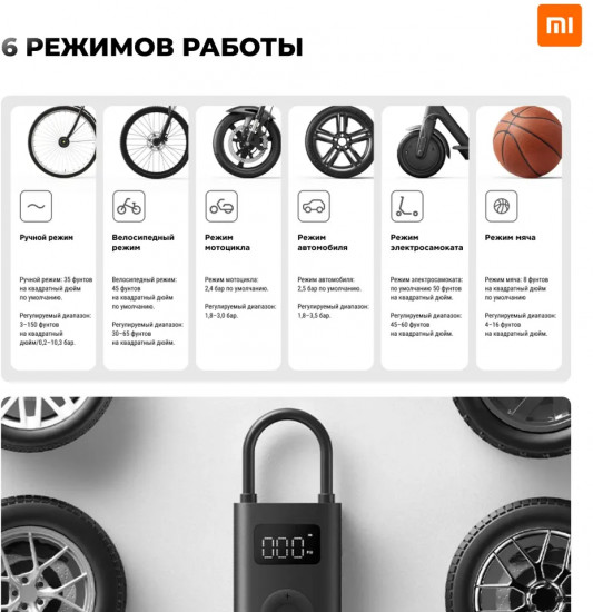 Компрессор портативный Xiaomi Portable Electric Air Compressor 2