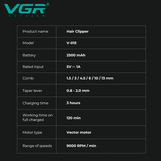 Профессиональная машинка для стрижки волос VGR V-015