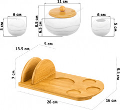 Набор для специй с сахарницей и салфетницей на подставке «Айсберг волны» - Фото 1