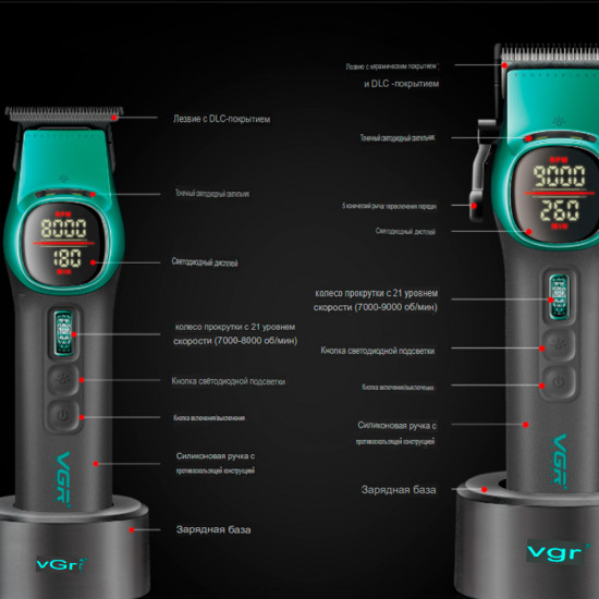 Набор для стрижки волос 2 в 1 VGR V-858 S2 Green