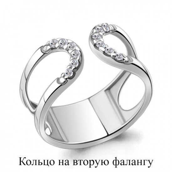 Кольцо на вторую фалангу из серебра с фианитами