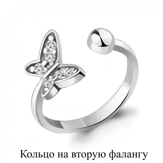 Кольцо на вторую фалангу из серебра с фианитами