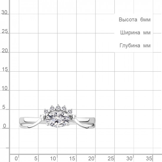 Кольцо из серебра с фианитами