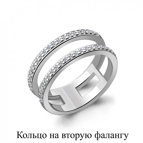 Кольцо на вторую фалангу из серебра с фианитами