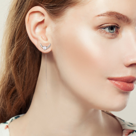 Серьги из серебра с фианитами
