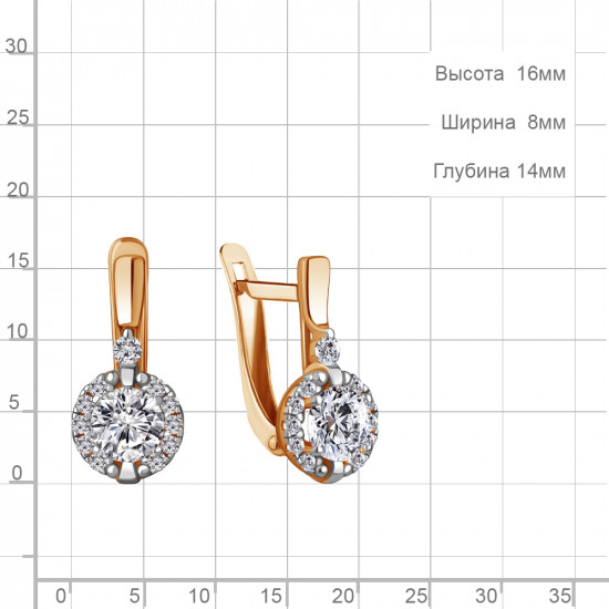 Серьги из золочёного серебра с фианитами