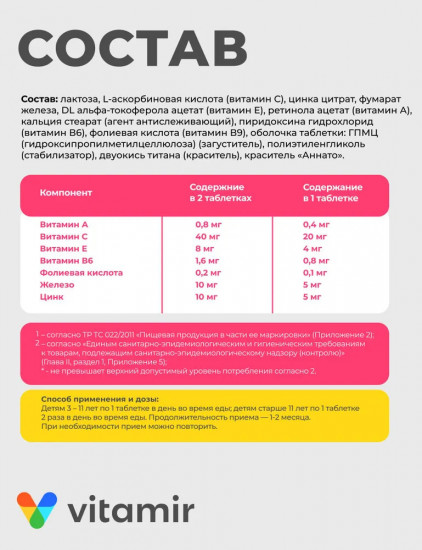 Витаминный комплекс для иммунитета детей с витаминами группы В «Вирусактив»