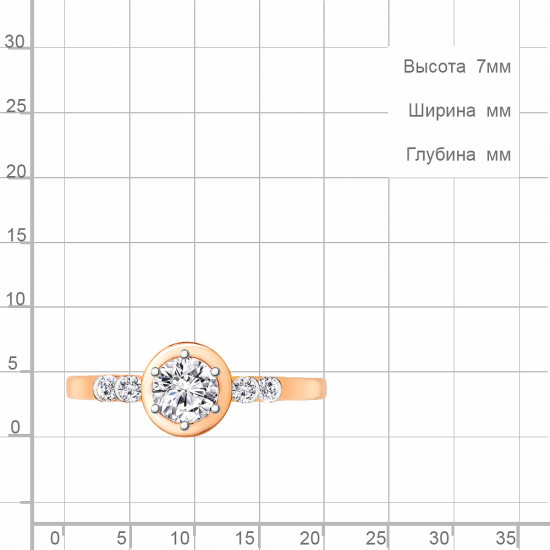Кольцо из золочёного серебра с фианитами
