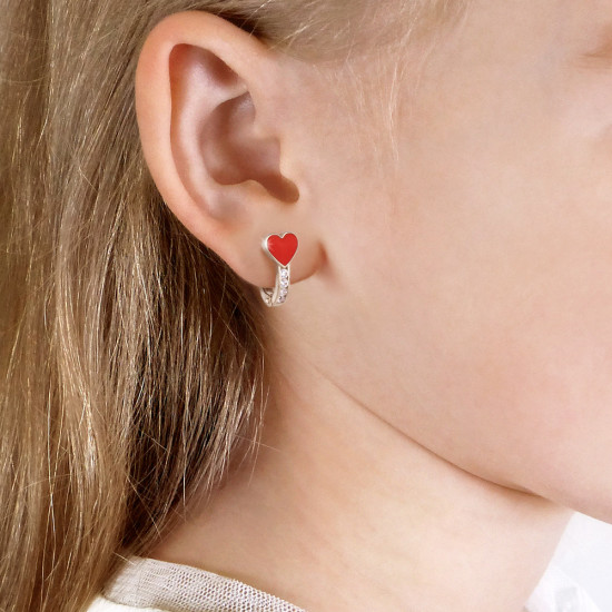 Серьги из серебра с фианитами и эмалью