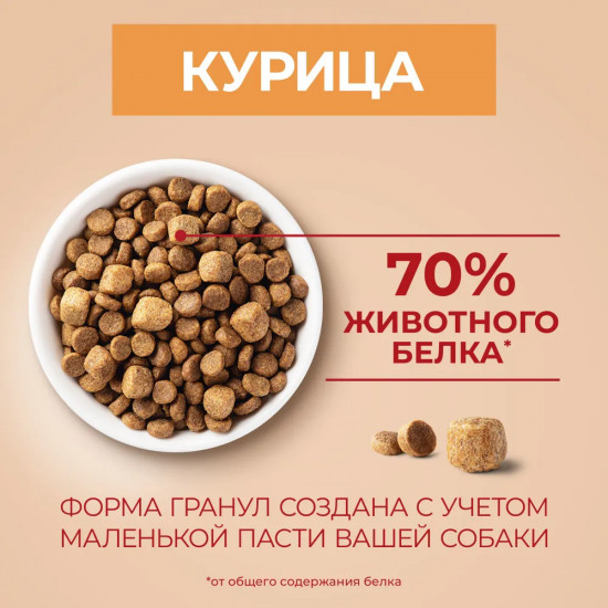 Корм сухой для активных взрослых собак мелких пород, с высоким содержанием курицы и рисом